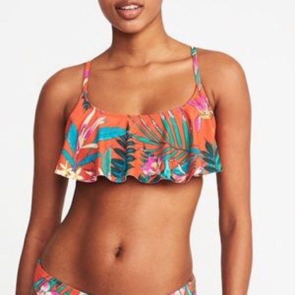 Old Navy Other - OLD NAVY FLORAL RUFFLE BANDEAU BIKINI TOP